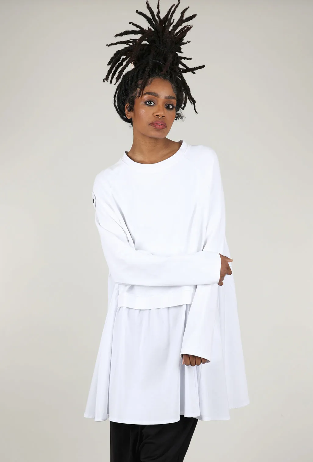 Long Length short design One Sweat Sweatshirt, White