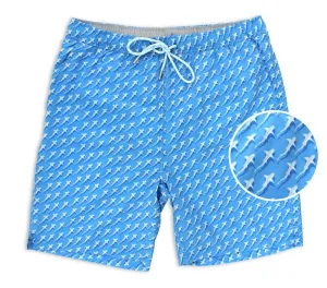 Balanced Design shrink - resistant Reef Shark Rally: Swim Trunks - Light Blue