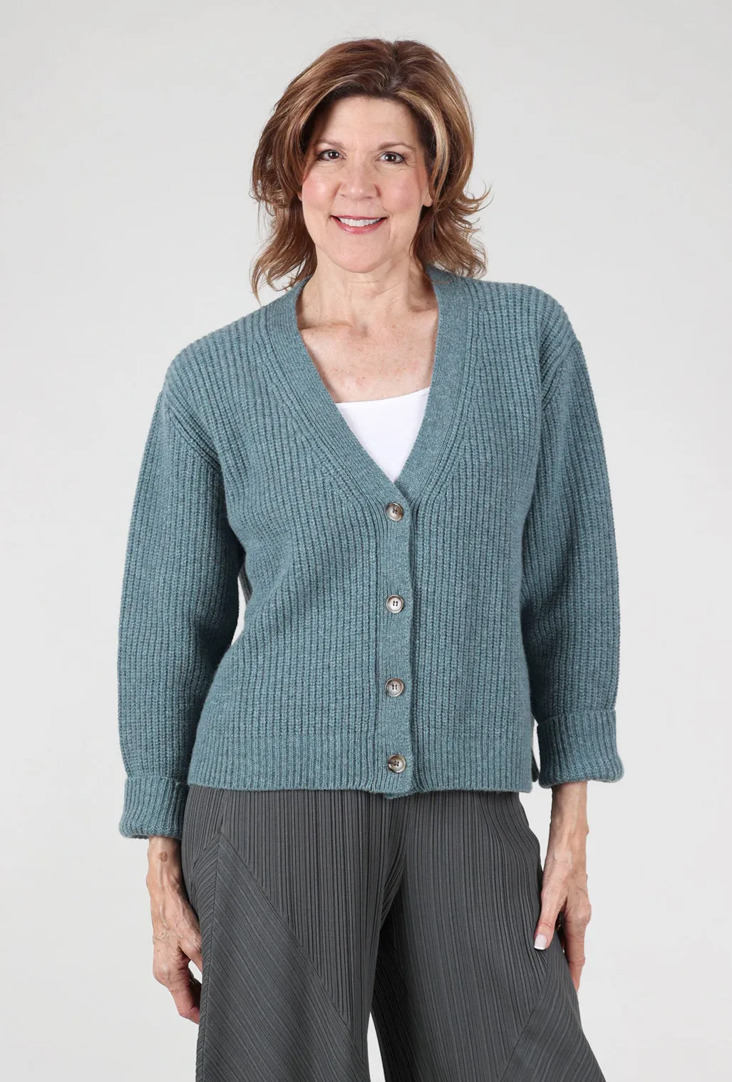 Stylish Drape Amita Ribbed Cardie, Caspian
