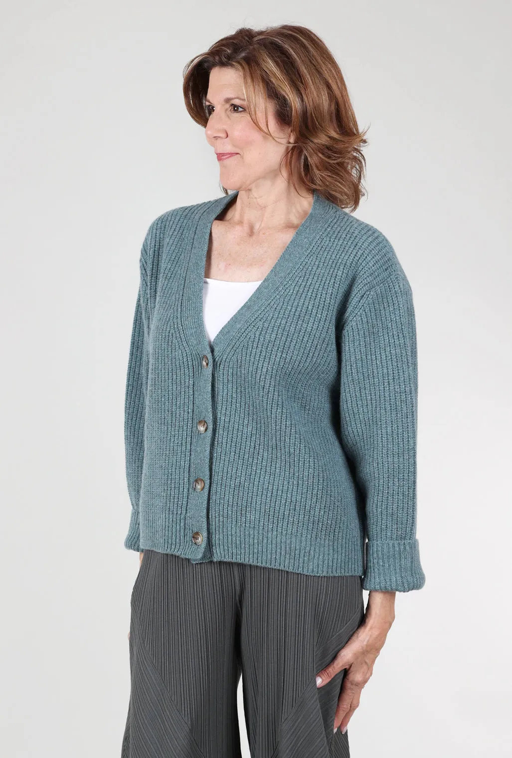 Outerwear Stylish Amita Ribbed Cardie, Caspian