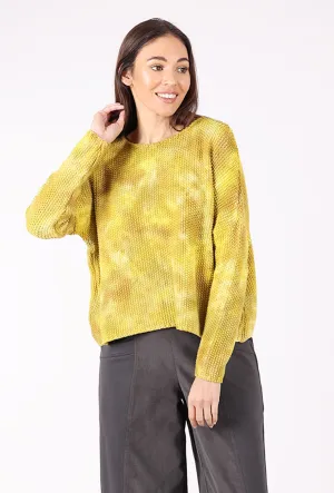 Relaxed long-sleeve piece Honeycomb Crop Sweater, Lemon