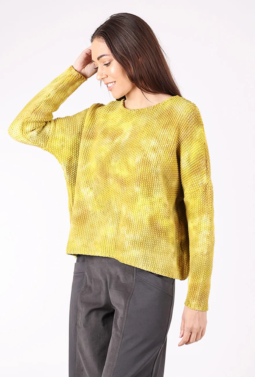 Outerwear Stylish Honeycomb Crop Sweater, Lemon