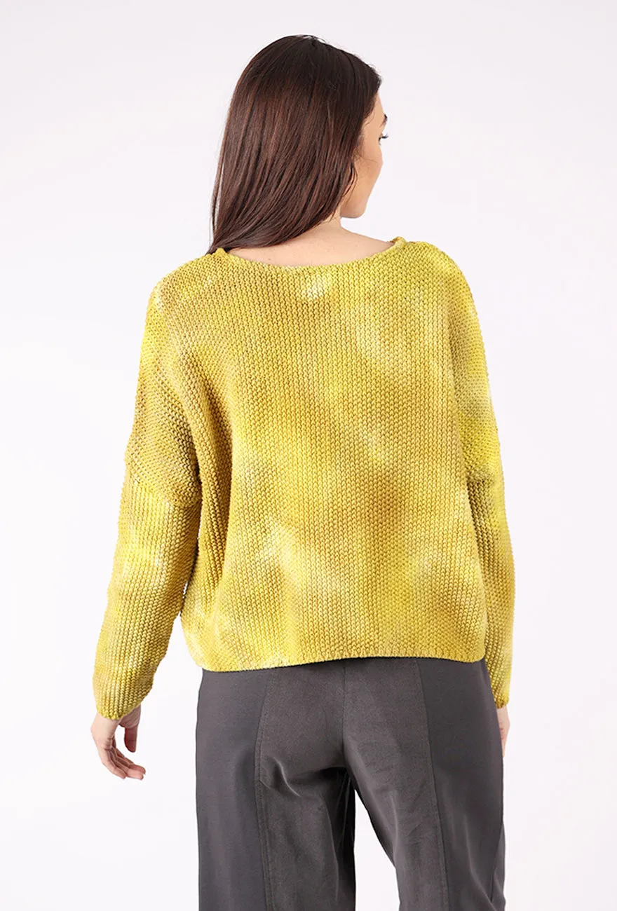 Outerwear Stylish Honeycomb Crop Sweater, Lemon