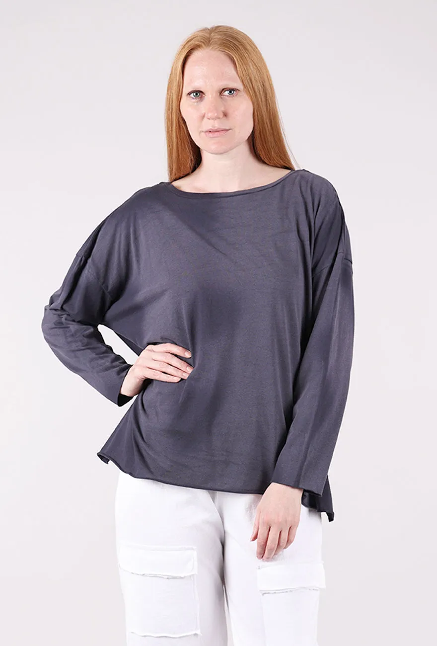 Overdyed Boxy Tee, Midnight Stretchable Fabric loose but not baggy