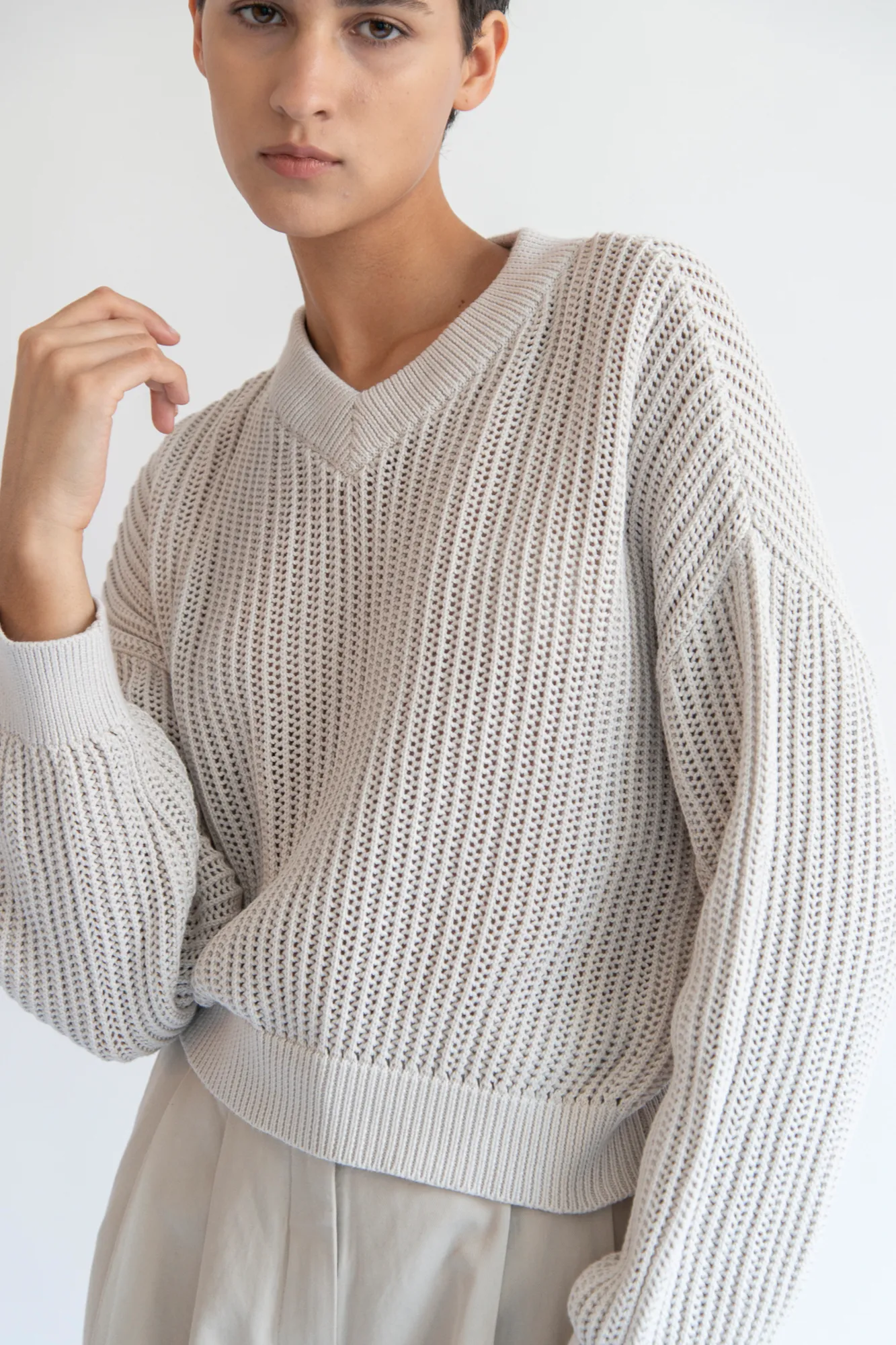 Gabrie Sea Salt Cotton Sweater Trendy pick Natural Texture