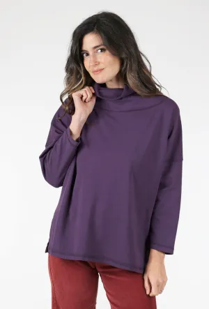 Plus size option Coffee Run Snap Turtleneck Pullover, Eggplant