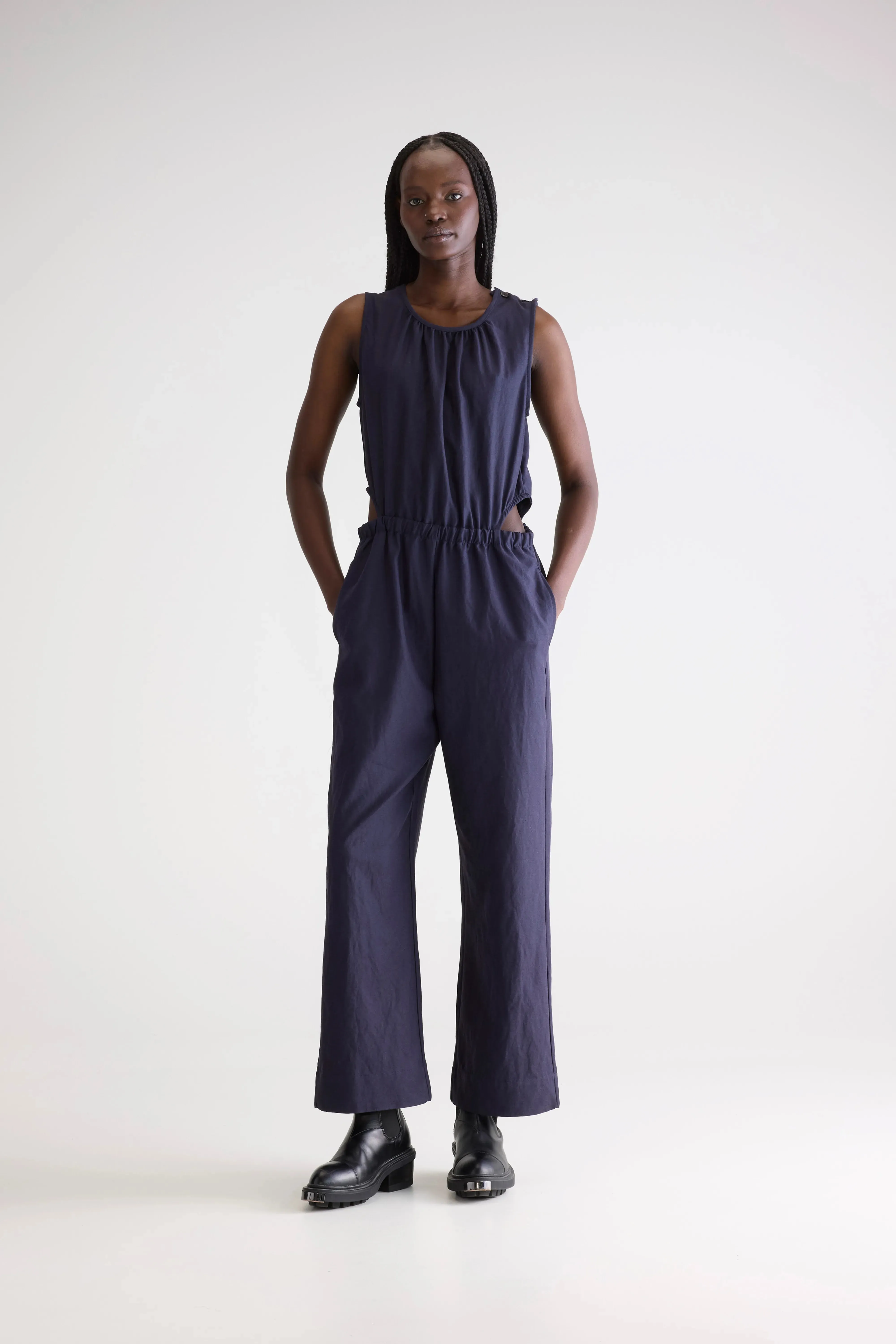 Papaye wide jumpsuit (251 / W / NAVY) Day-to-night fashion