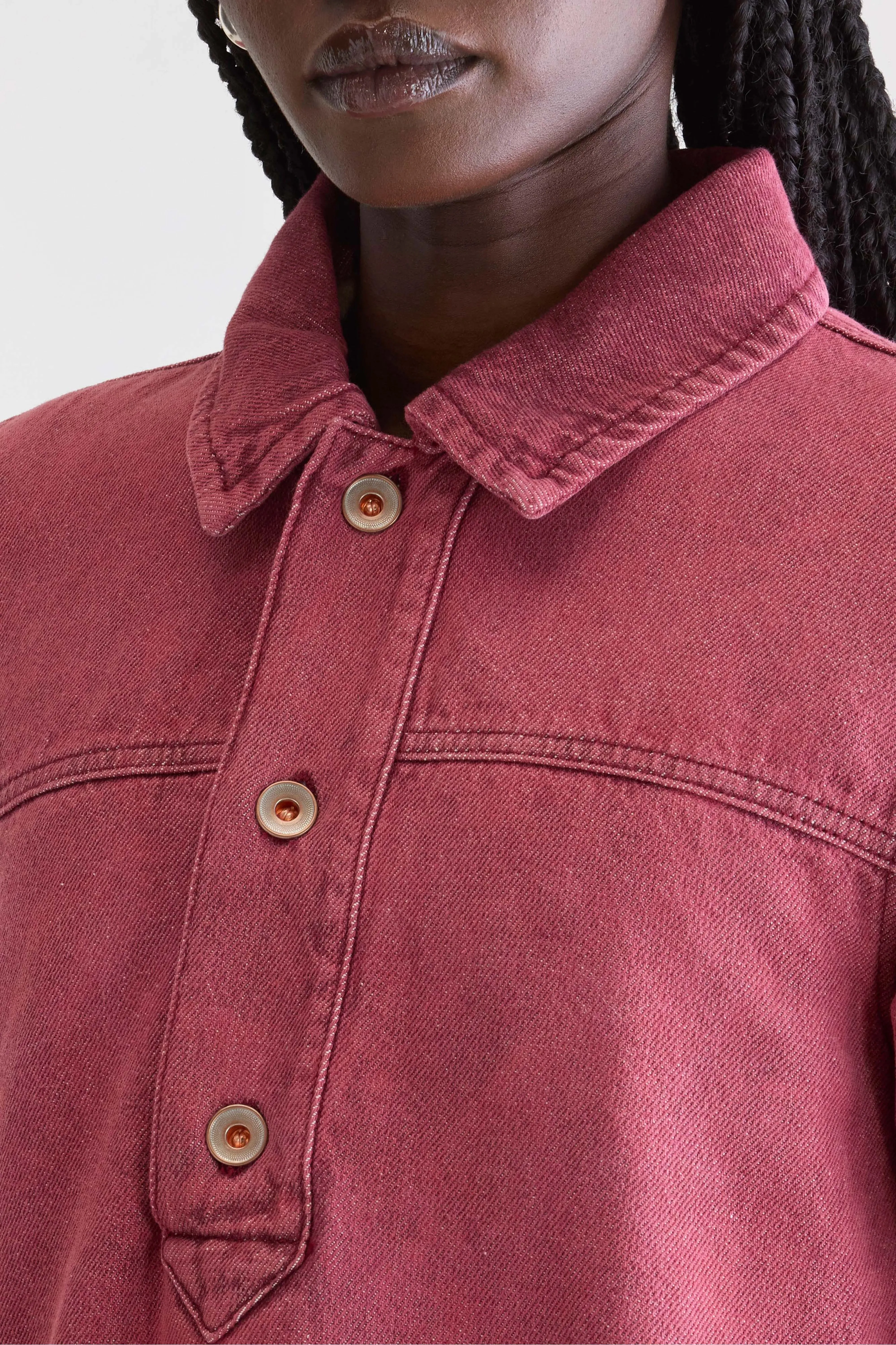 Paprika denim dress (252 / W / WINE STONE) Hidden pockets