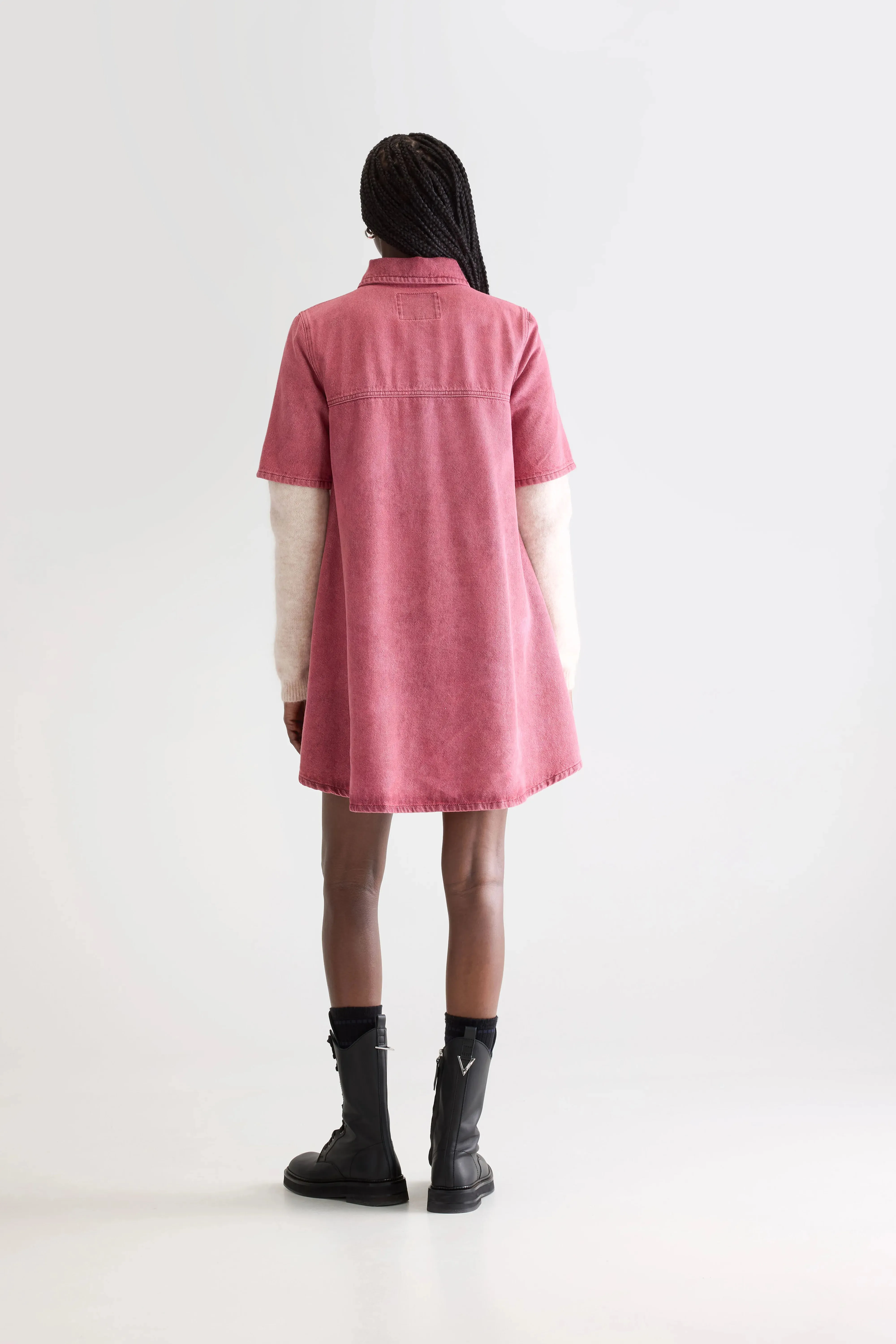 Paprika denim dress (252 / W / WINE STONE) Hidden pockets