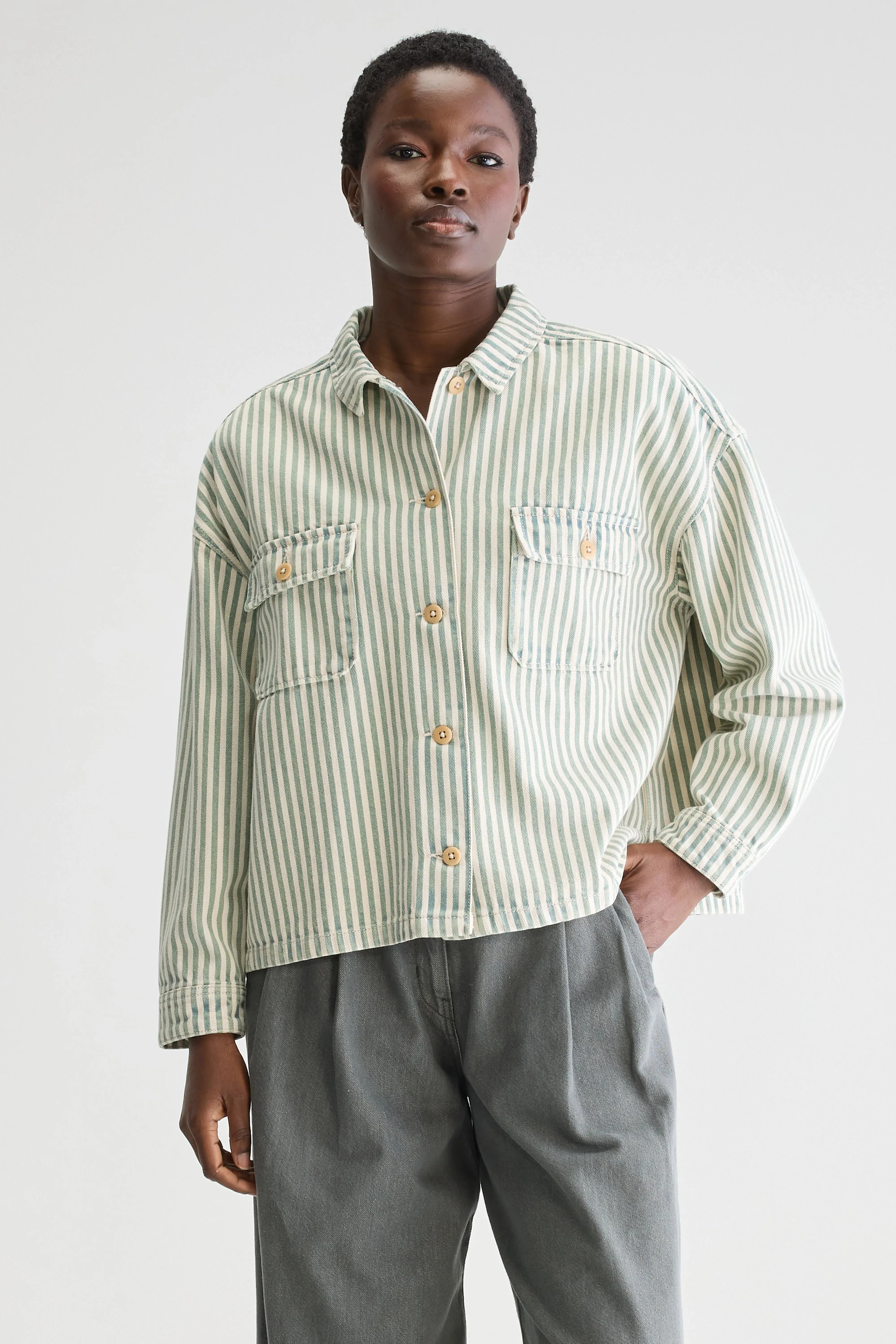 Parrish striped overshirt (251 / W / STRIPE A) Clean Lines