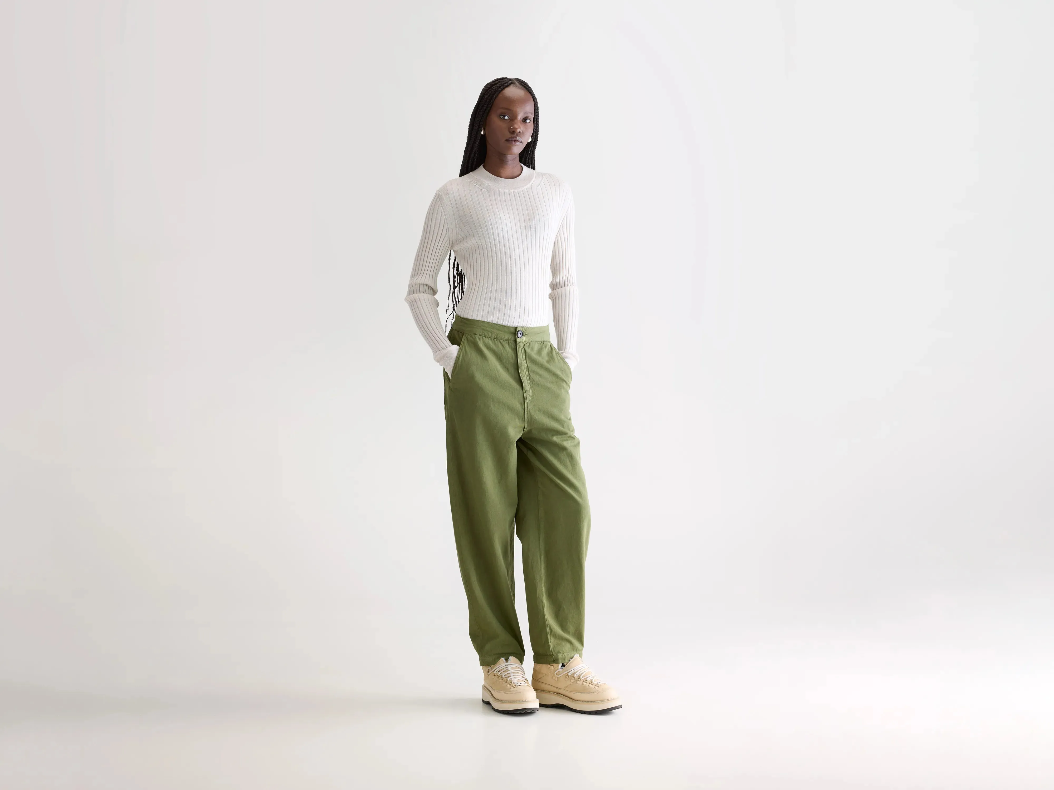 Pasop relaxed trousers (252 / W / ARMY) Comfort-First Easy Match