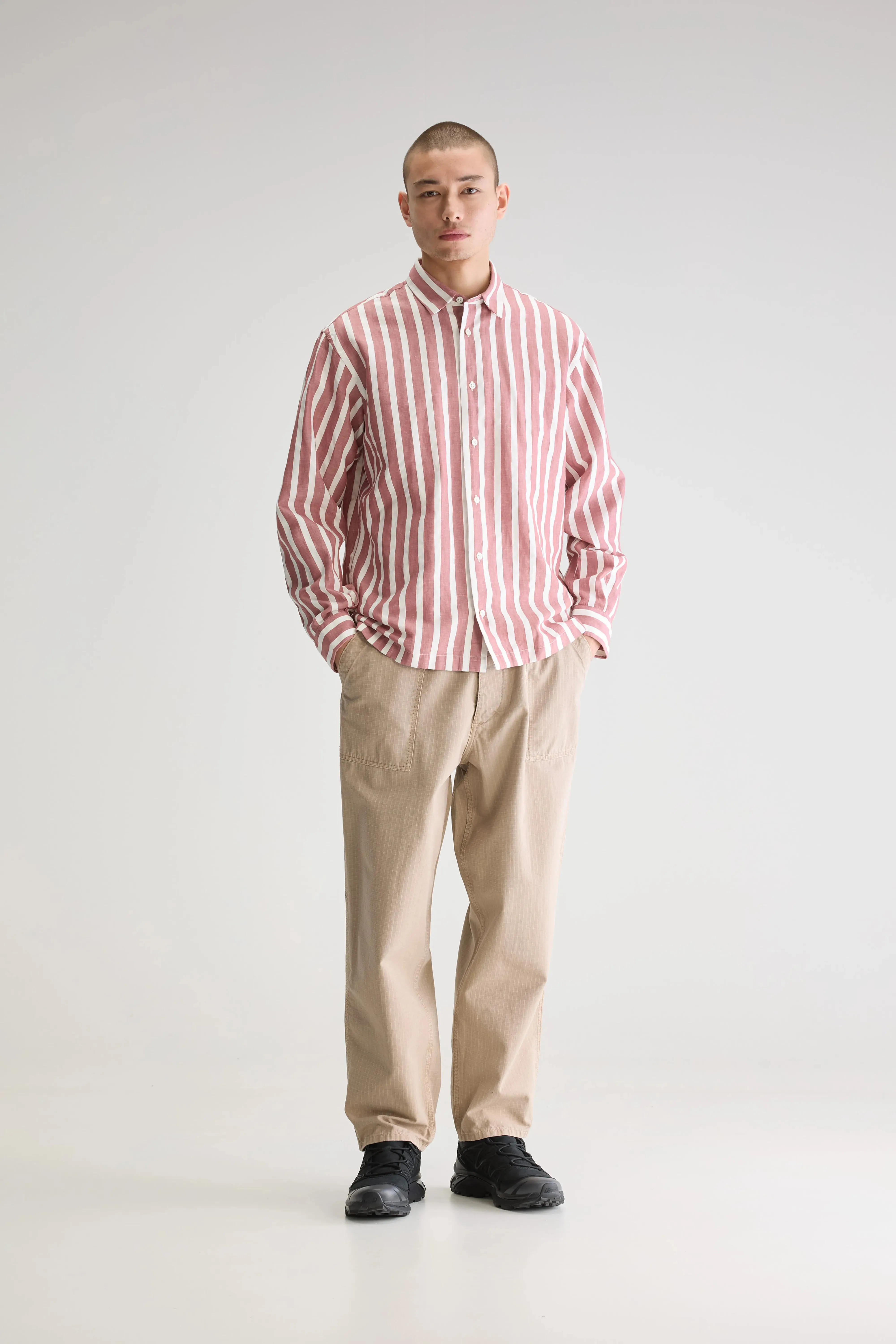 Pastel tone Flip relaxed shirt (251 / M / STRIPE A)