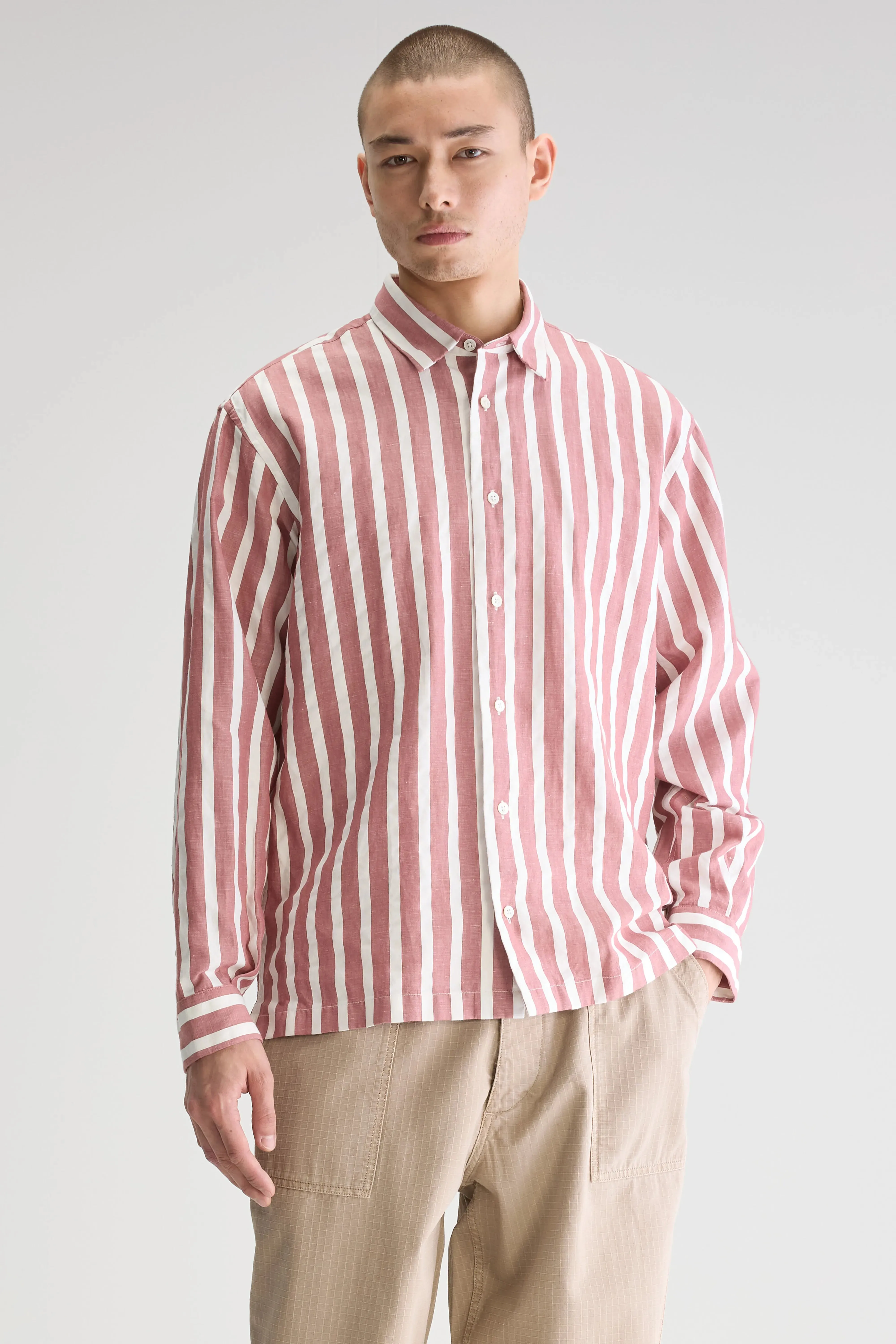 Pastel tone Flip relaxed shirt (251 / M / STRIPE A)