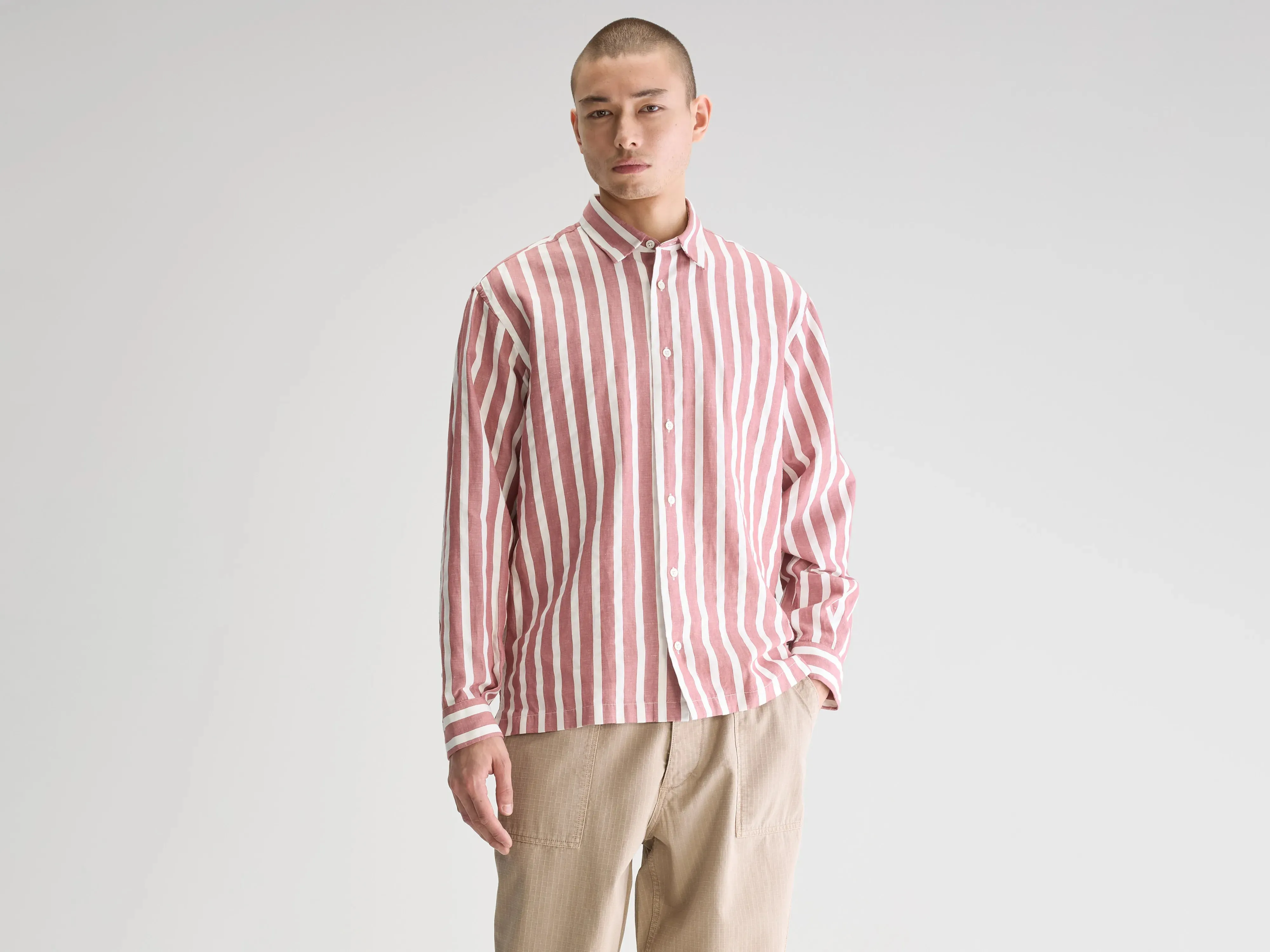 Simple Fit Light Touch Flip relaxed shirt (251 / M / STRIPE A)