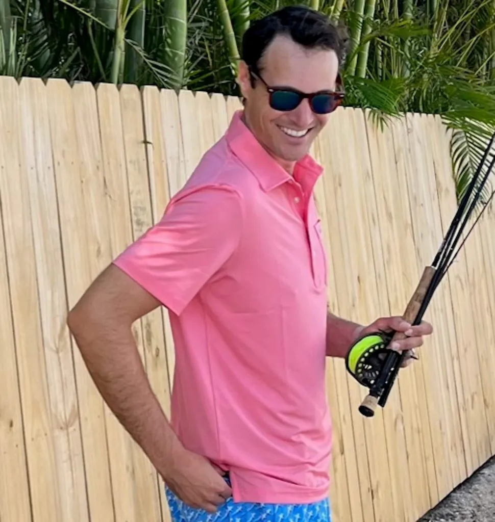 Patterned Design Blue Crab: Upcycled Club Polo - White