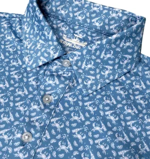 Effortless Elegance Drunken Crab: Upcycled Club Polo - Mid-Blue