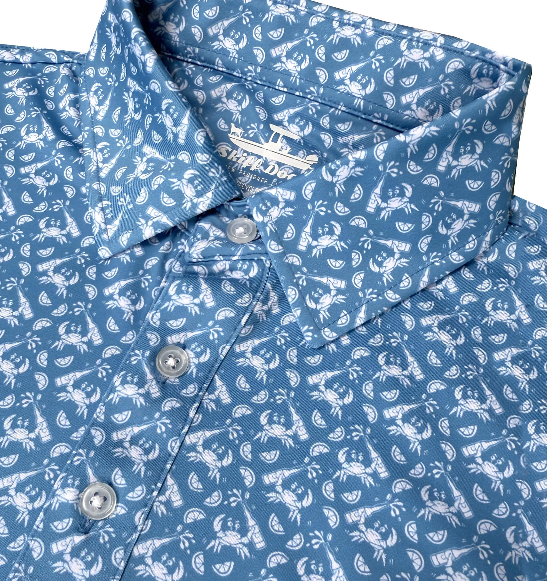 Effortless Elegance Drunken Crab: Upcycled Club Polo - Mid-Blue