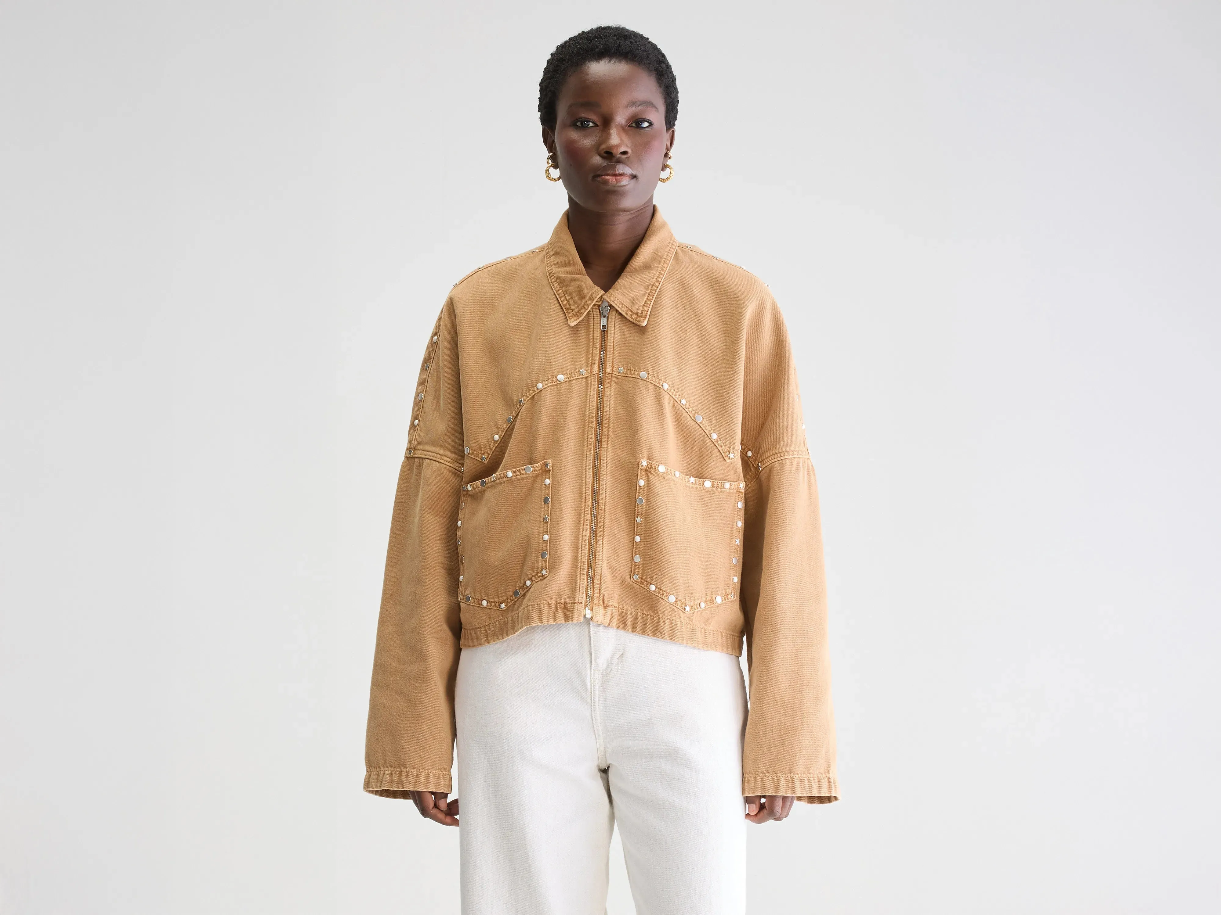 Travel Ready Look Light Weight Payla denim jacket (251 / W / WHISKY)