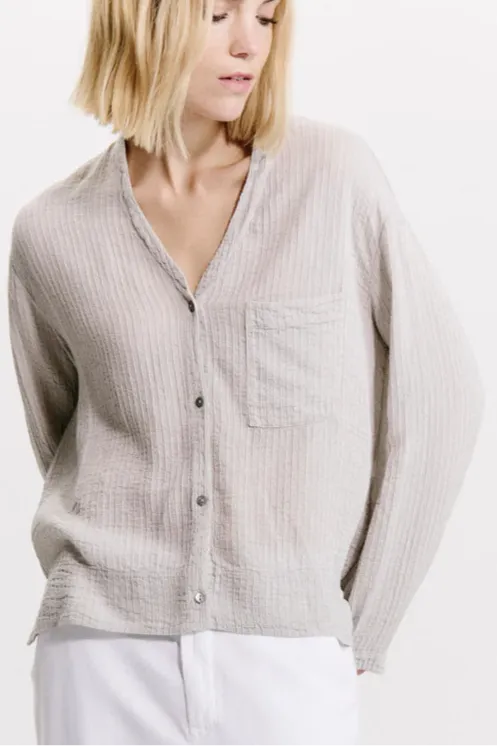 Breathable spring fabric Timeless casual skirt Pearl Grey V Shirt