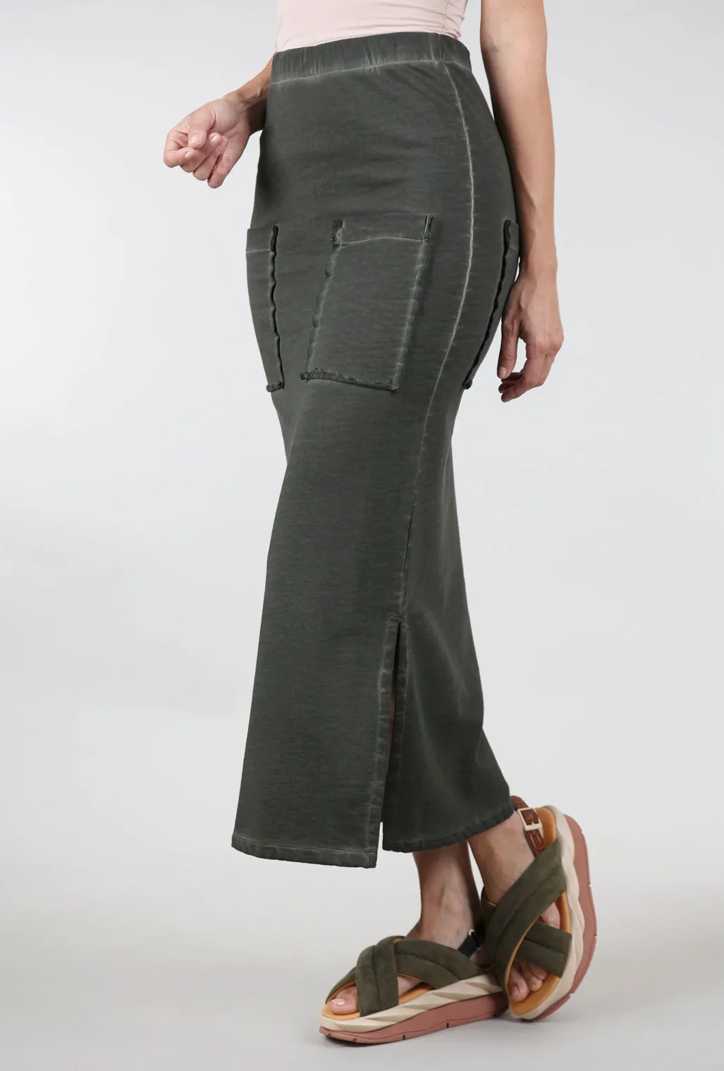 Pen Skirt, Olive Neat Drape