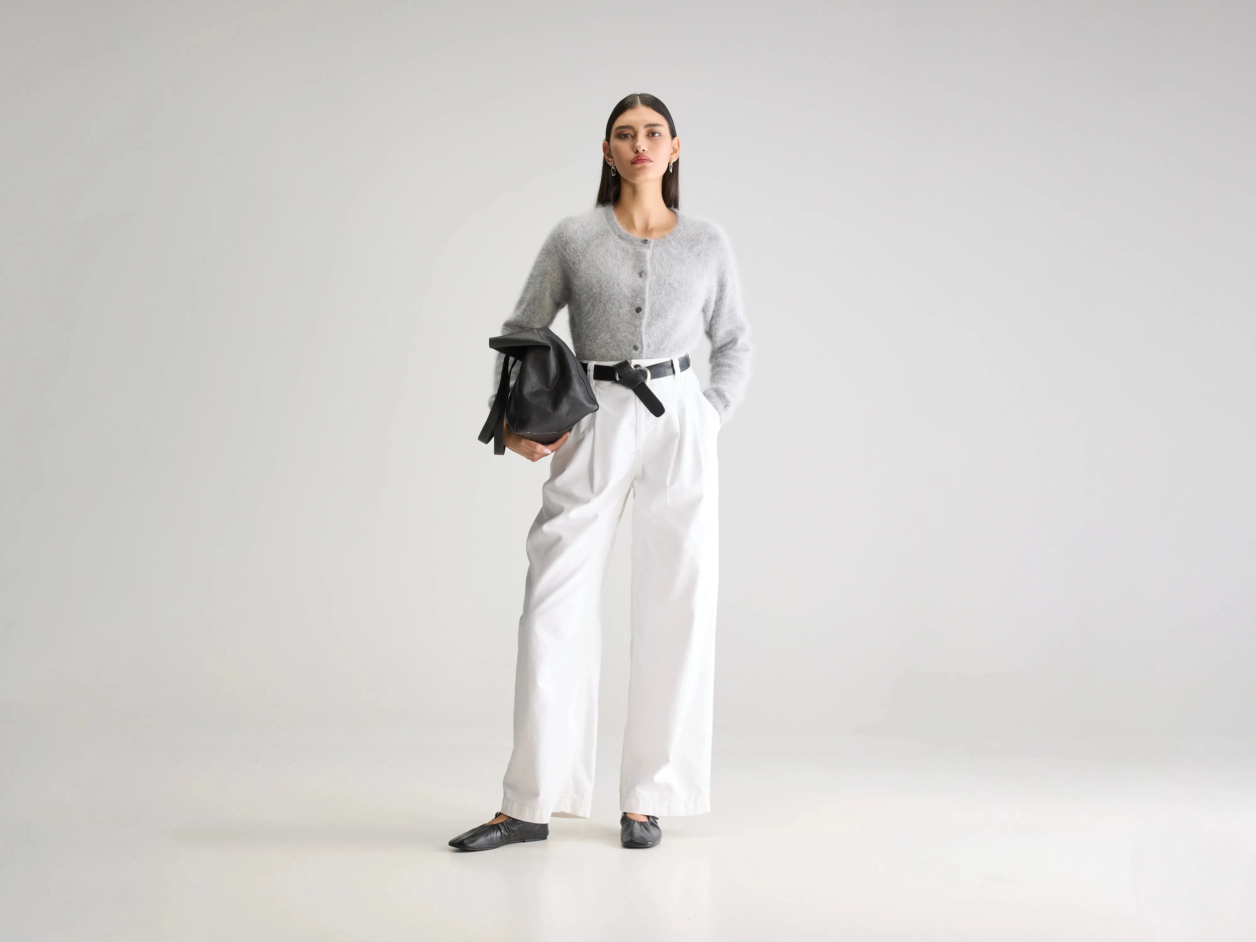 Contrast Trim Pristine wide trousers (251 / W / WHITE)