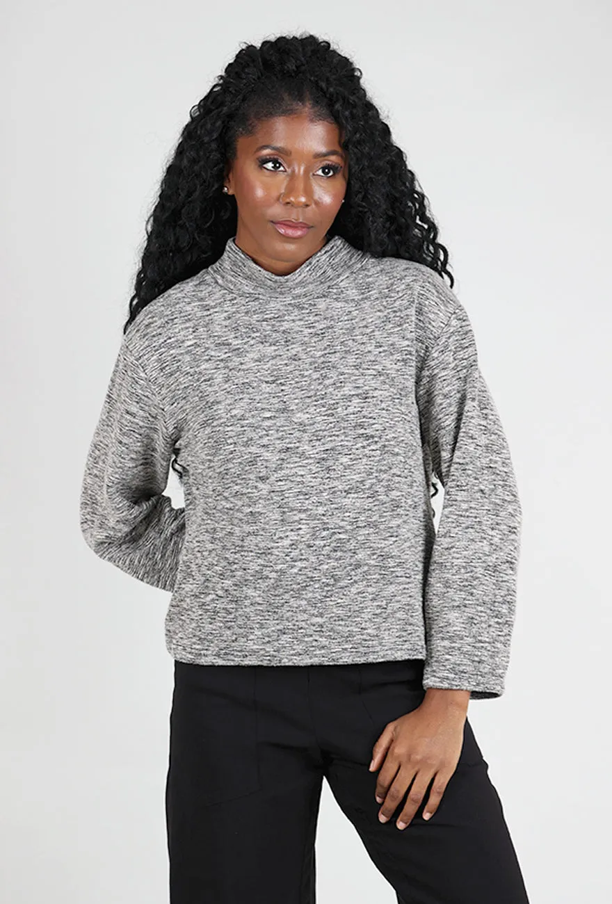 Crimped Mock Neck Top, Moonbeam Long Sleeve Layering Piece