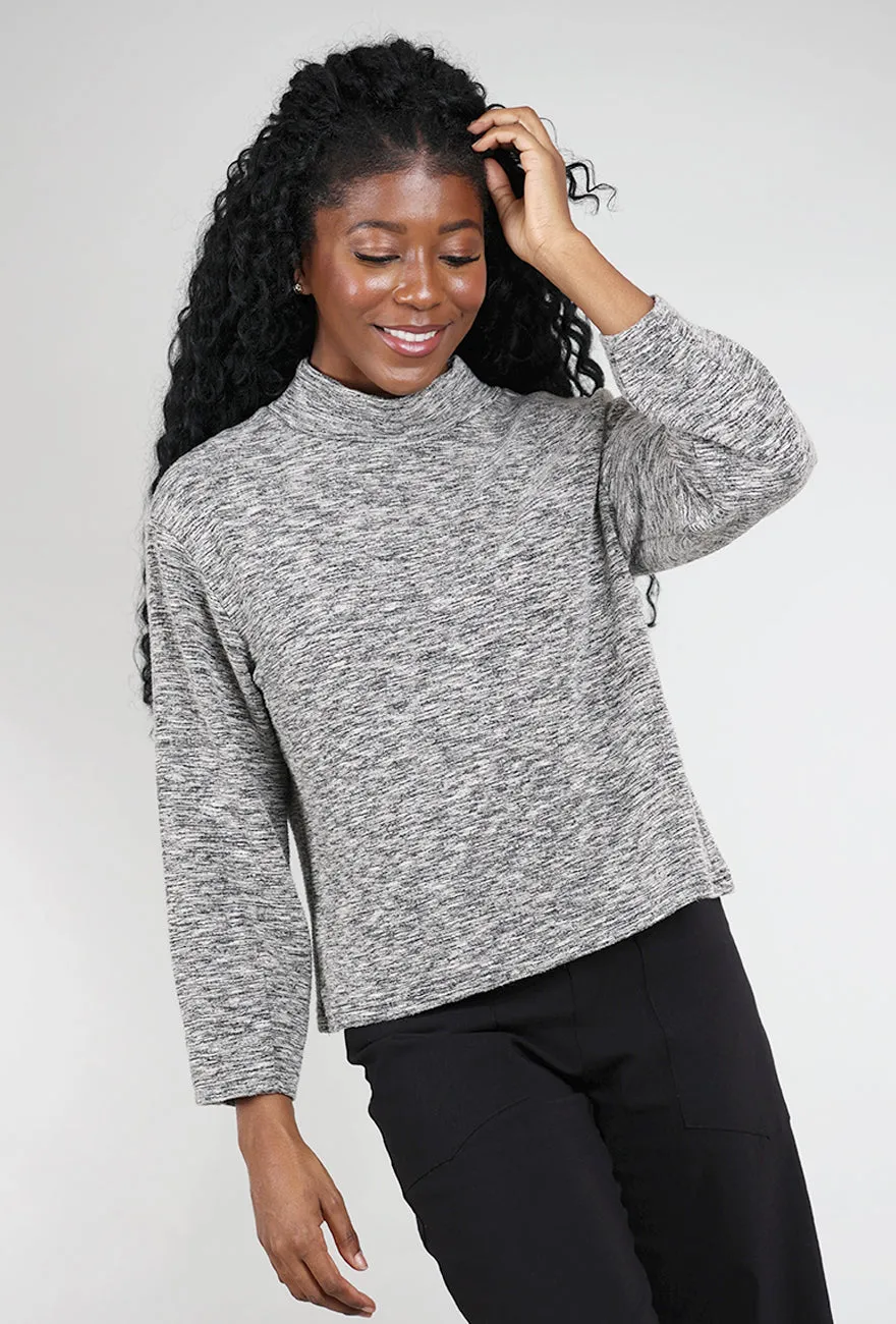 Perfect Knit Crimped Mock Neck Top, Moonbeam