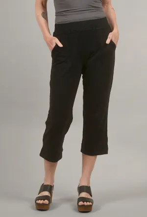 Cotton Slub Pocket Capri, Black Soft Support