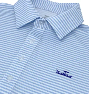 Skiff Dogs: Slack Tide Polo - Light Blue/White Durable Cotton Athletic Comfort