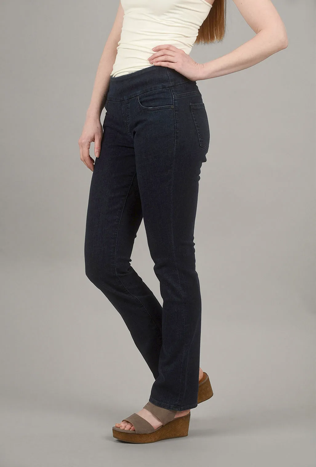 Peri Straight Stretch Denim, Ink Effortless Look