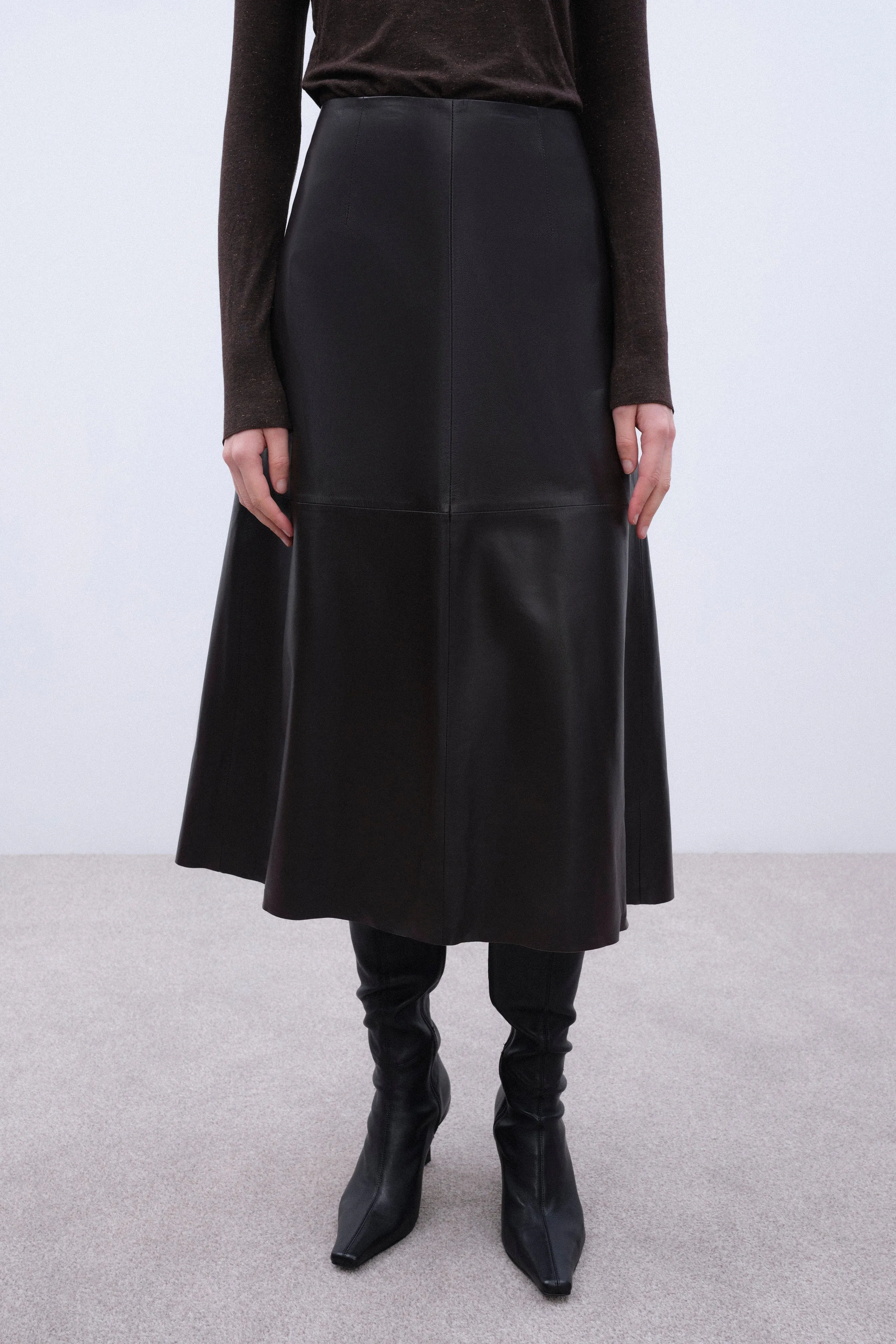 Philipa Black Leather Skirt Affordable Attire