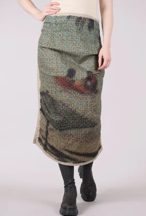 Craftsmanship Focus Picture Postcard Slim Drape Skirt, Scene