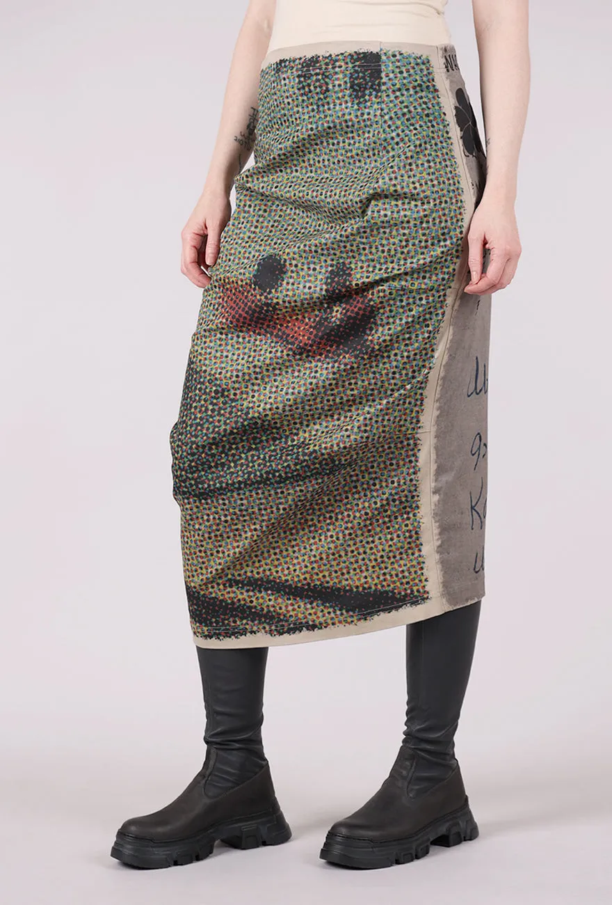 Picture Postcard Slim Drape Skirt, Scene Gradient Look