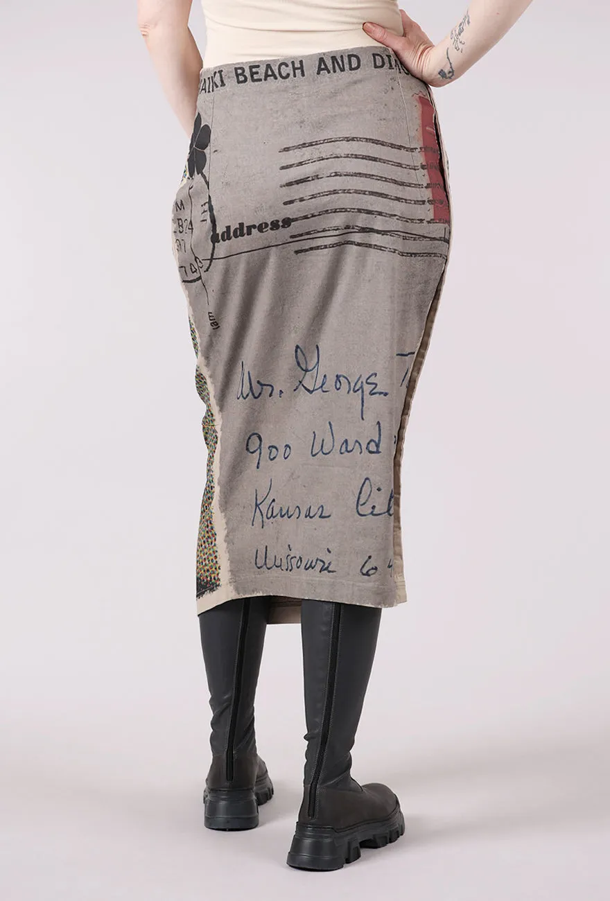 Picture Postcard Slim Drape Skirt, Scene Gradient Look
