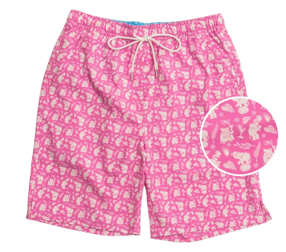 Pink Elephants: Swim Trunks - Pink Stretch waistband Blazer