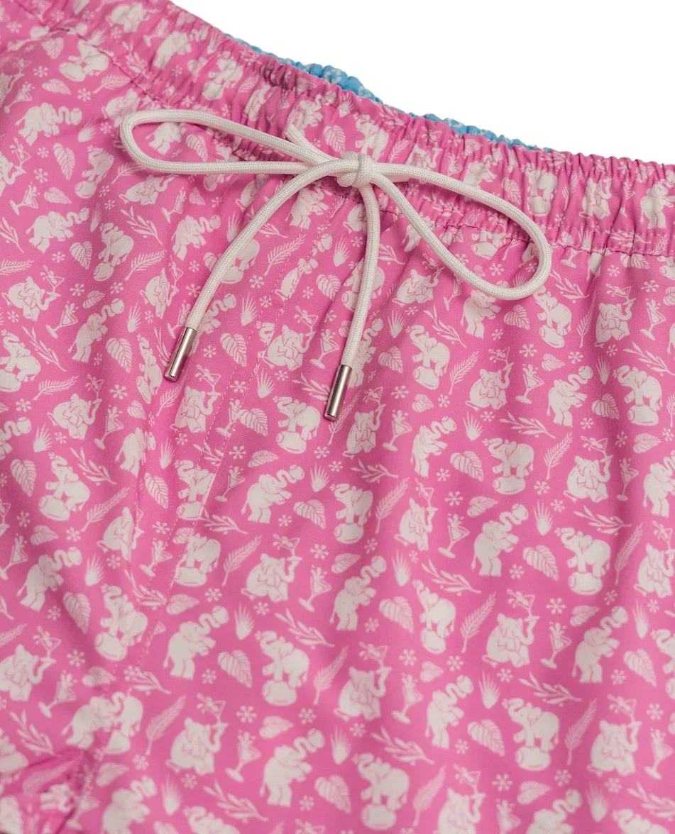 Pink Elephants: Swim Trunks - Pink Fine for Tap Dancing