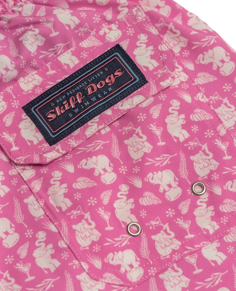Pink Elephants: Swim Trunks - Pink Fine for Tap Dancing