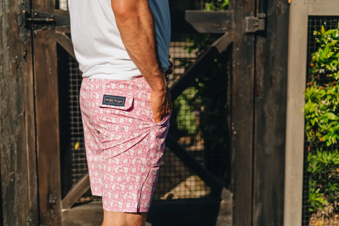 Pink Elephants: Swim Trunks - Pink Fine for Tap Dancing