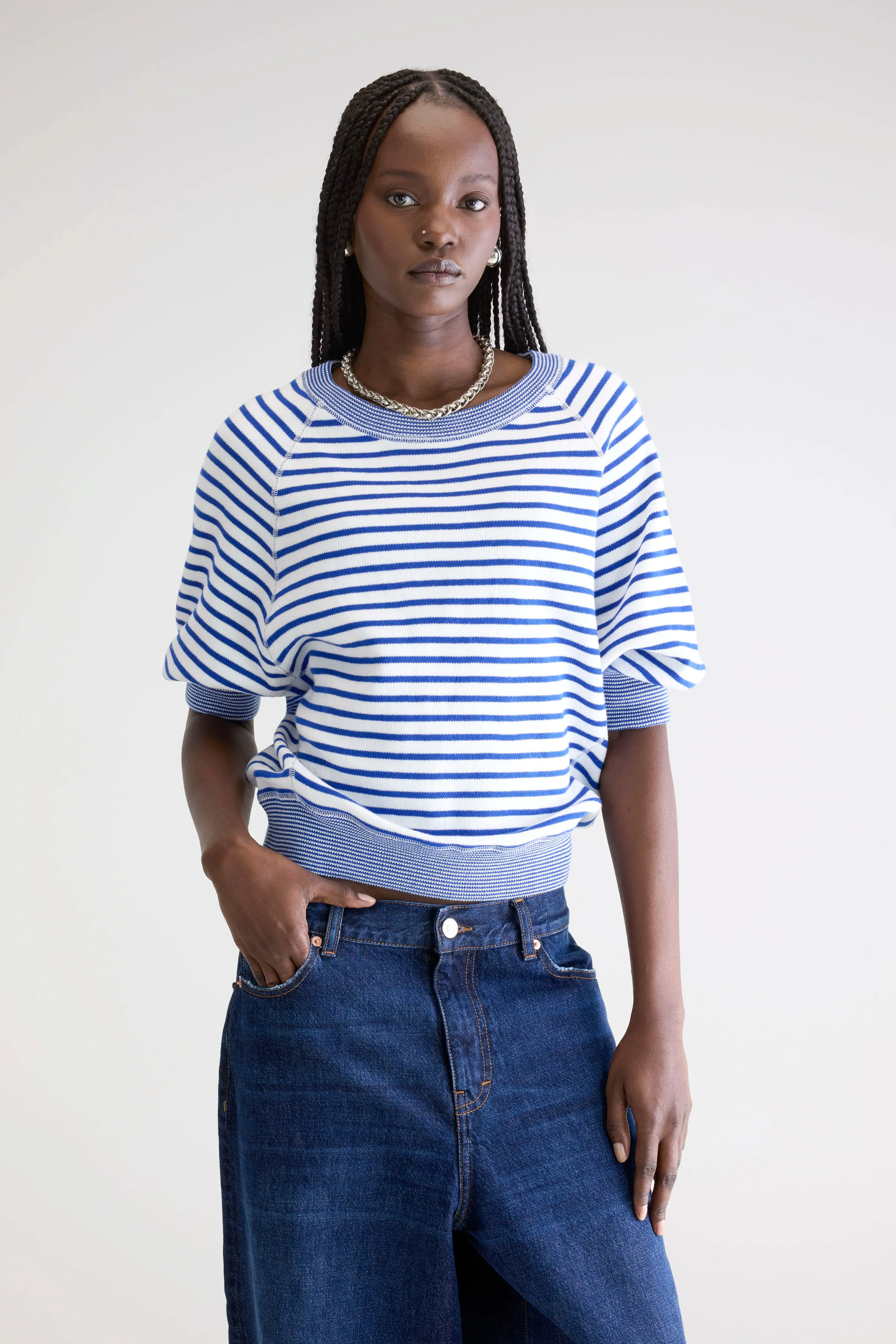 Plain styles Anglet crew-neck sweater (242 / W / STRIPE A)