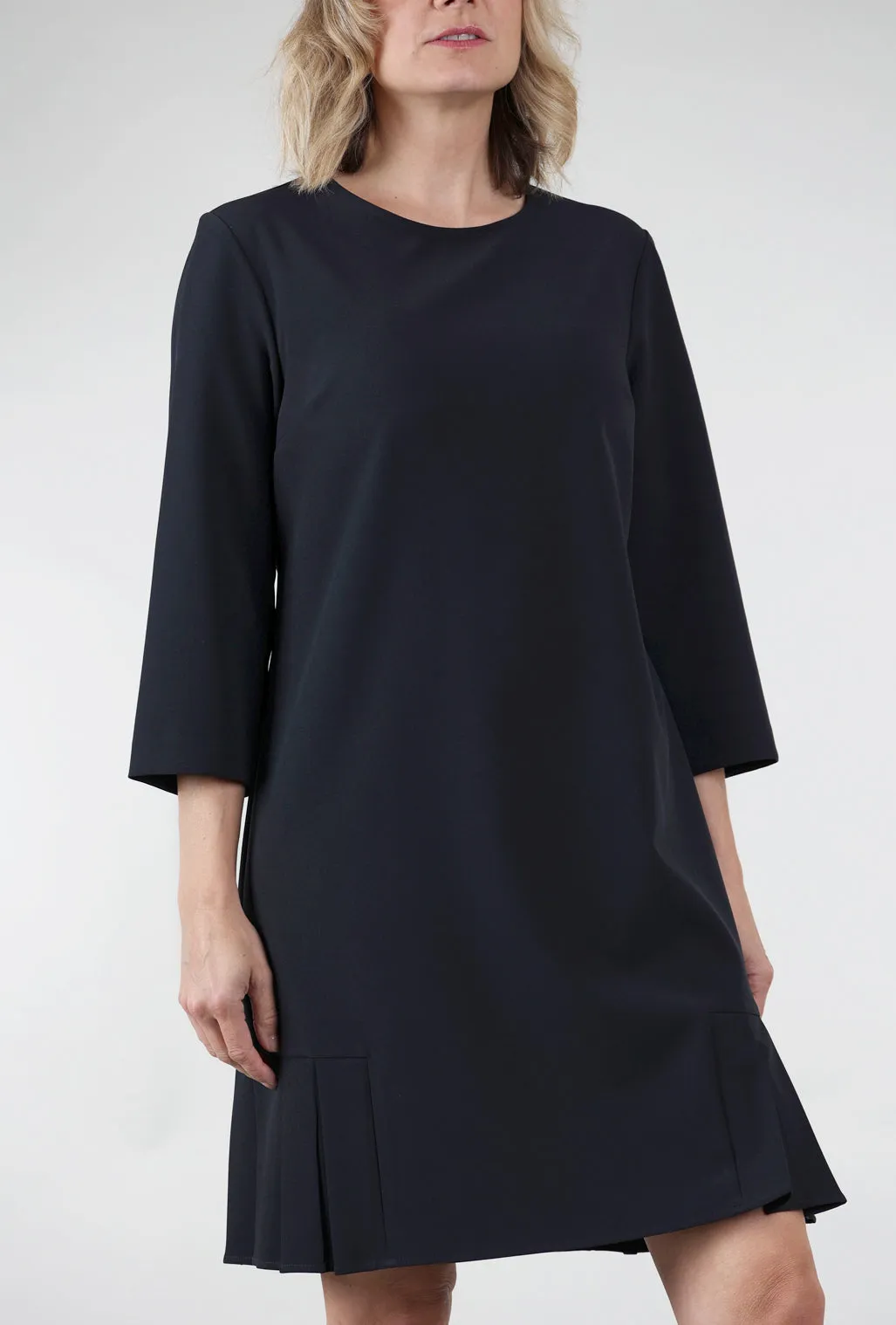 Pleated Bottom Crepe Dress, Navy Pretty Sets