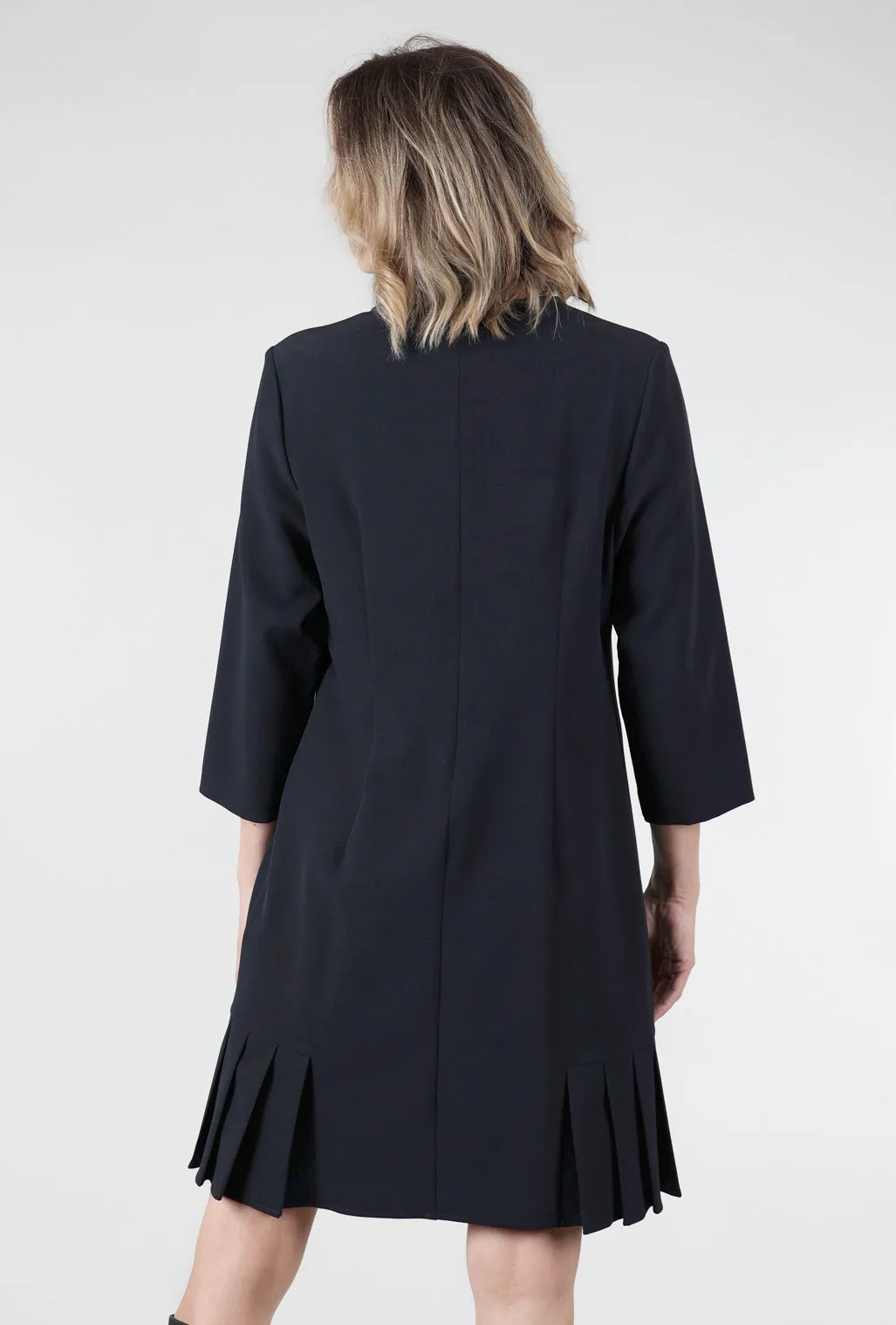 Pleated Bottom Crepe Dress, Navy Pretty Sets