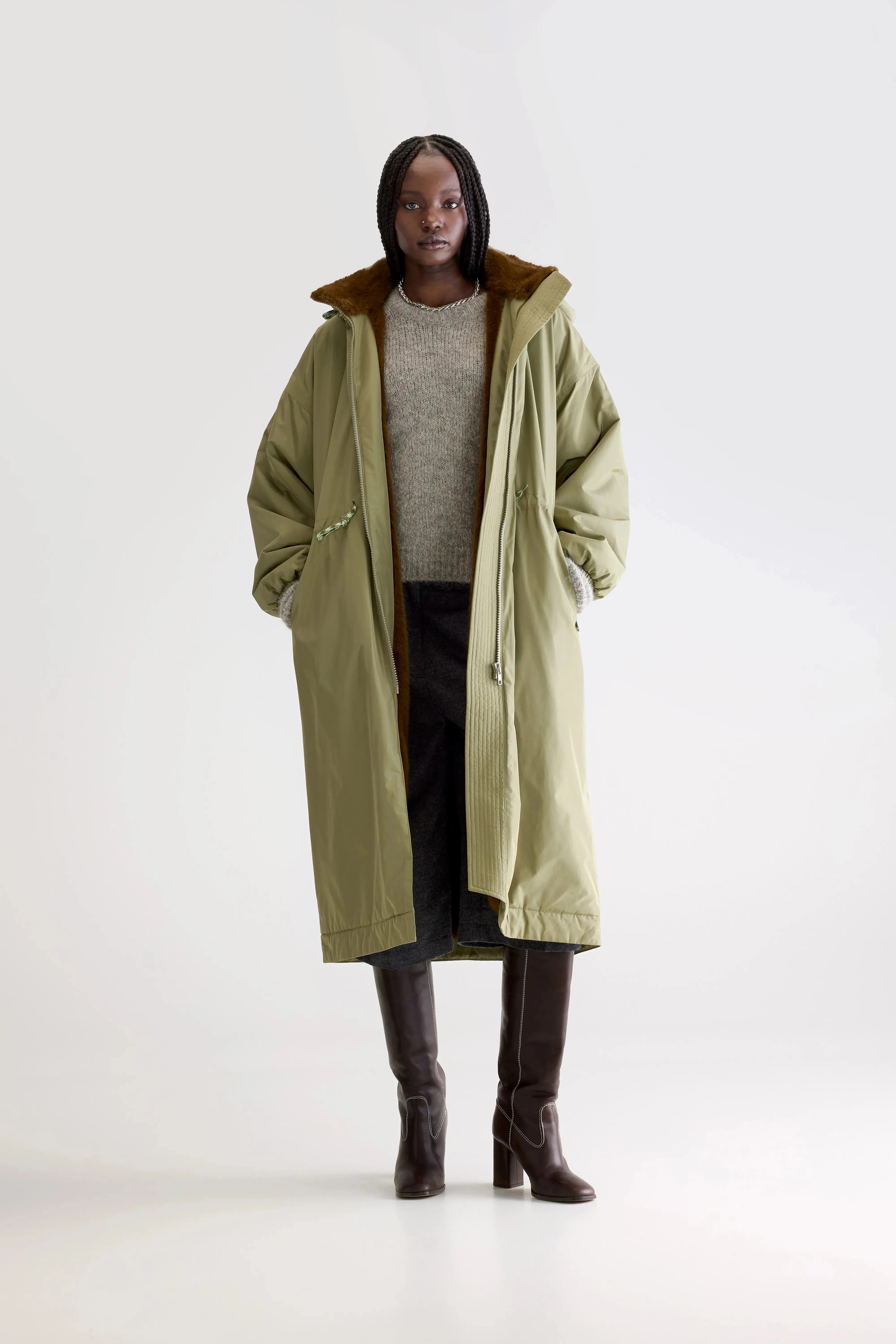 Plush comfort Hosfo hooded coat (252 / W / JEEP)
