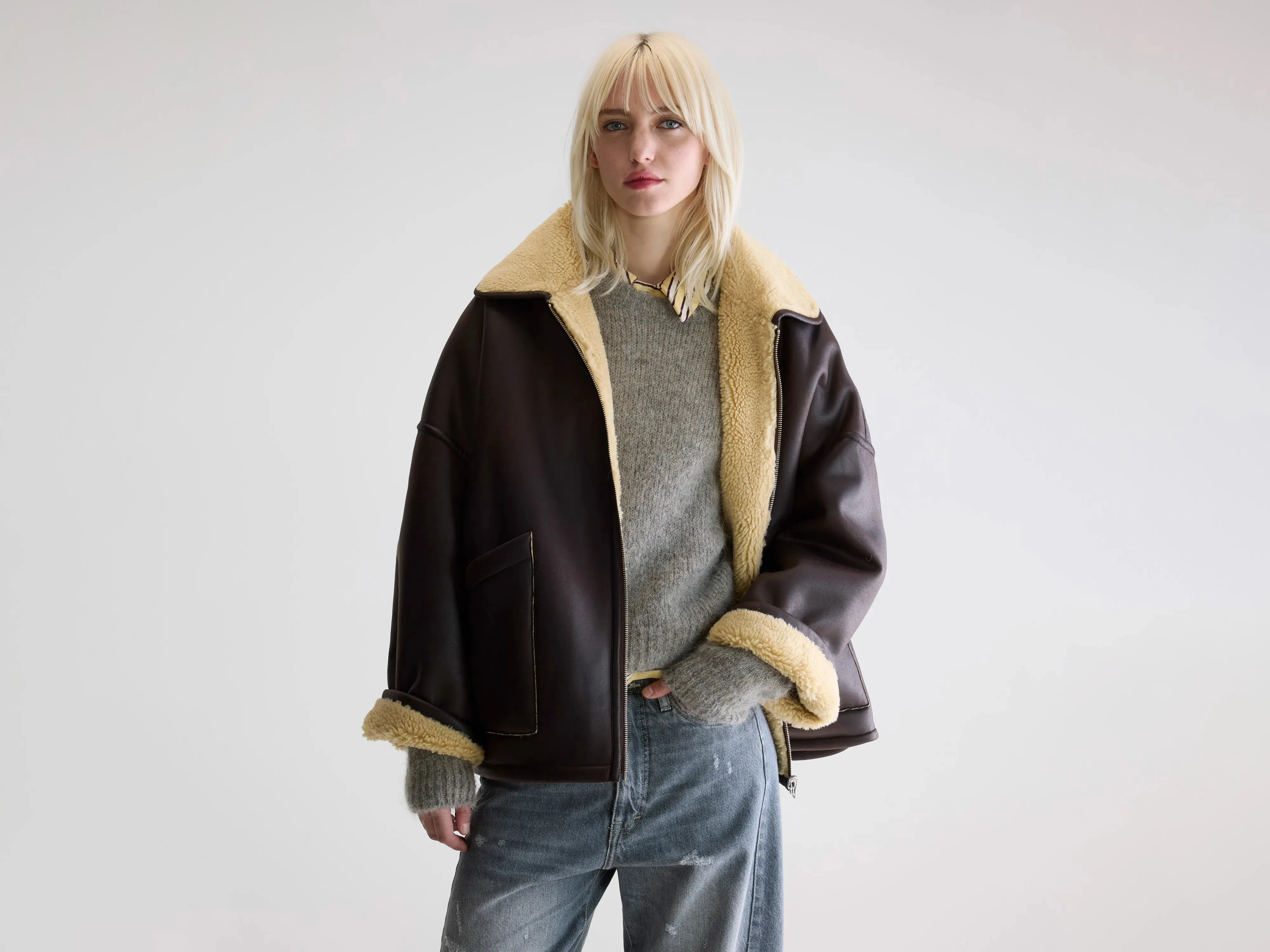 Fall Outfit Hestel faux-leather jacket (252 / W / DARK ROAST)