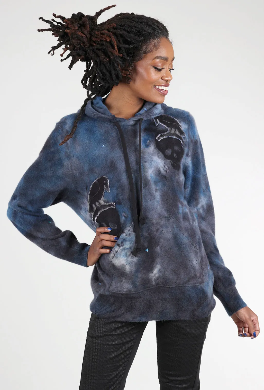 Casual textured knit Warm thick-knit jumper Poe Cashmere Hoodie, Smoke