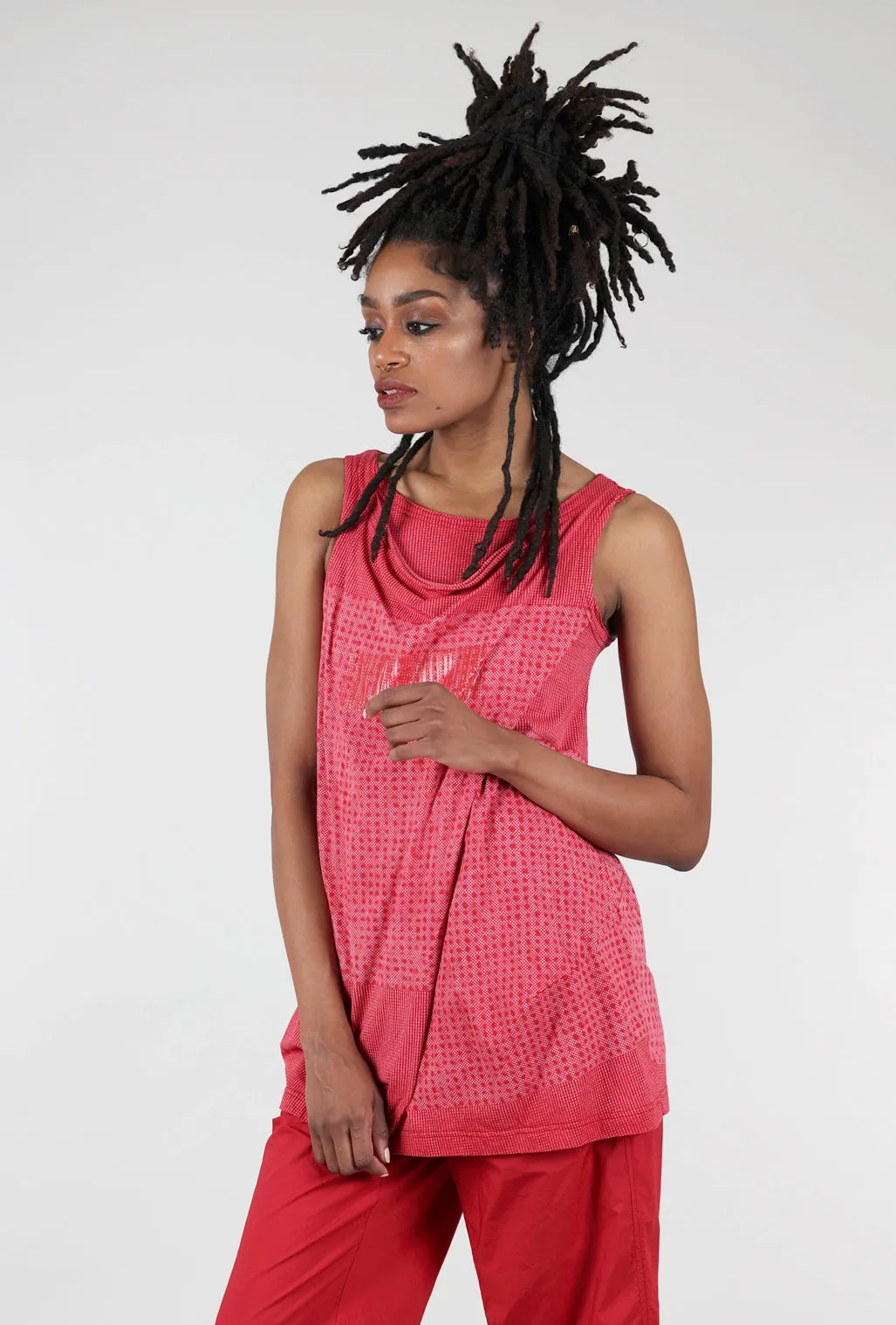 Pointillist Drape Tank, Chili Print Popular brands and well-known