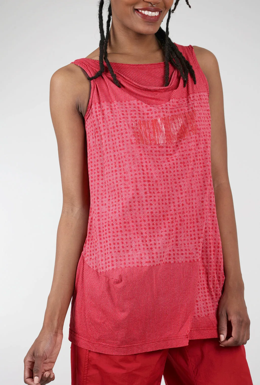 Pointillist Drape Tank, Chili Print Popular brands and well-known