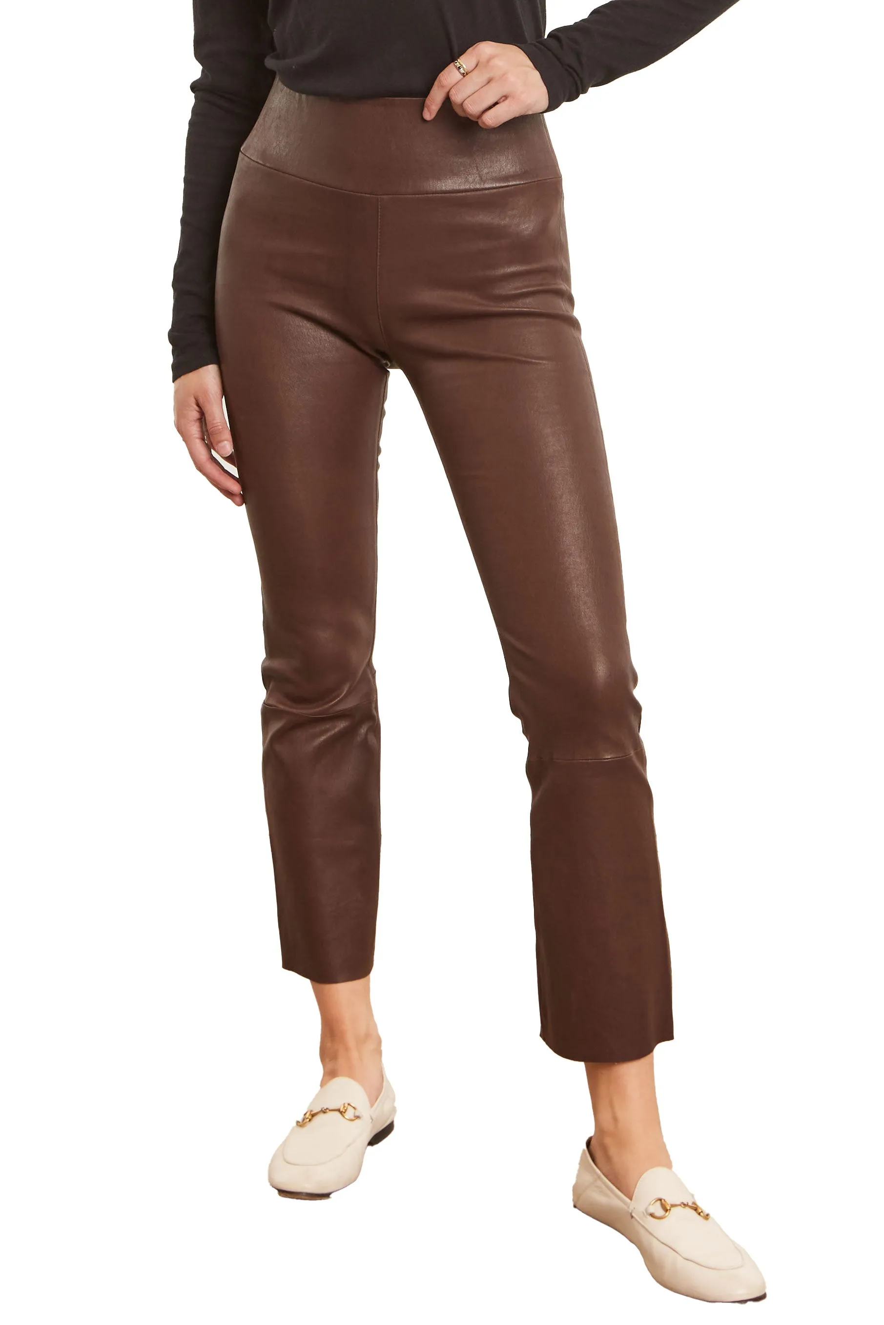 Polished Edge Dark Chocolate Crop Flare