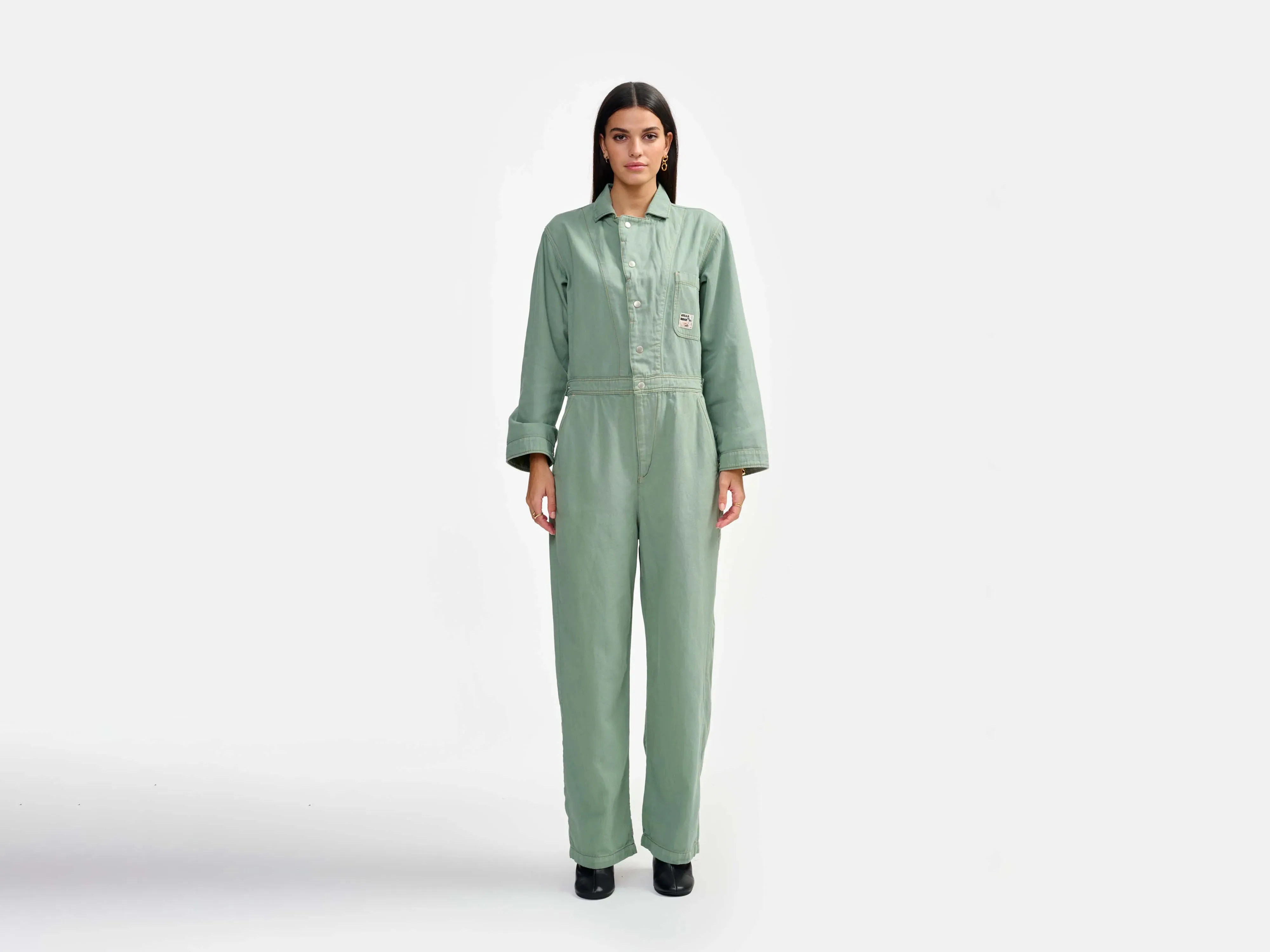 polo jumpsuit (241 / W / EUCALYPTUS) Work Fit Fitted Style