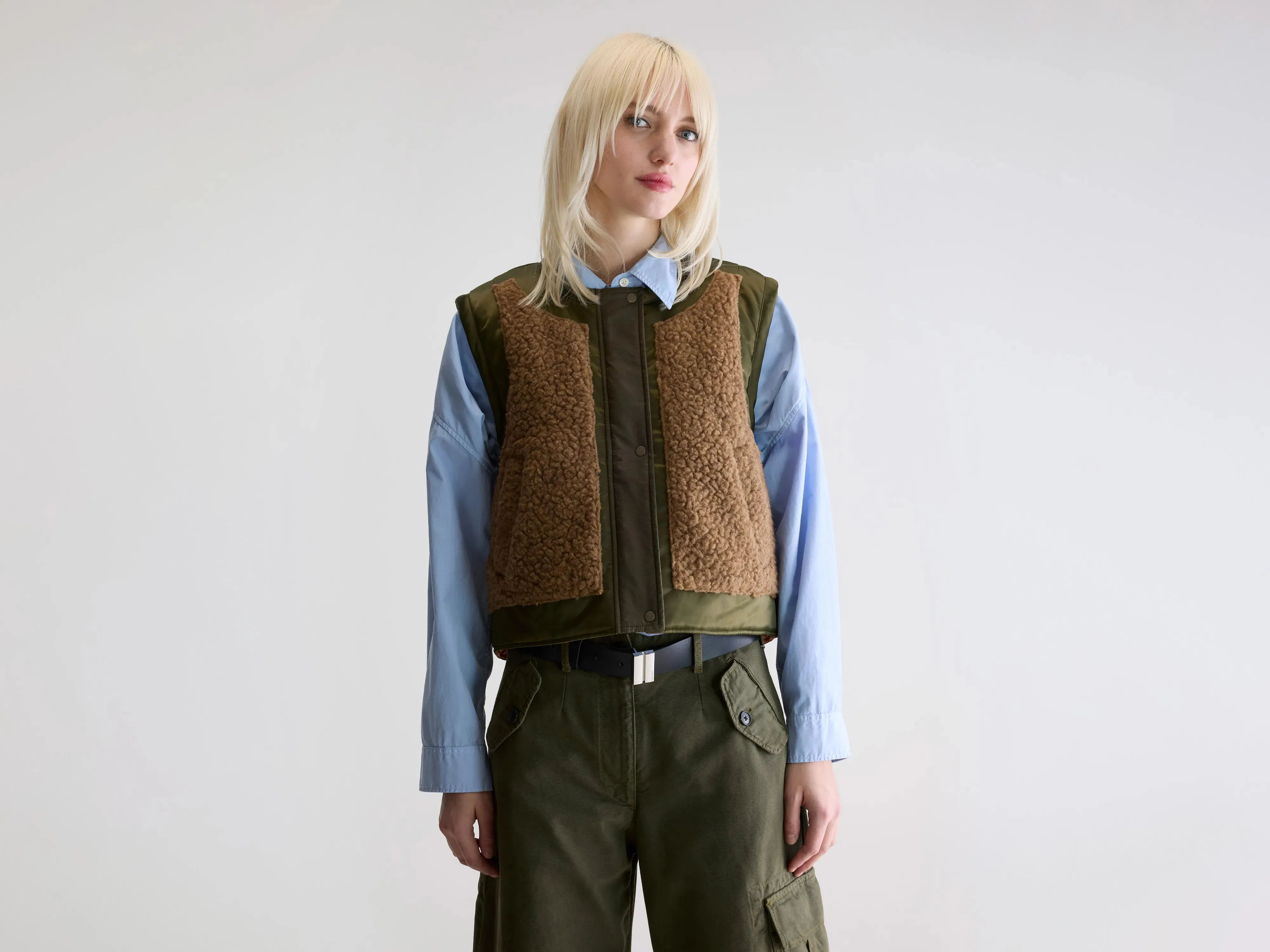 Jensa sleeveless jacket (252 / W / COMBO A) Soft Touch Fabric Dry Weather Look