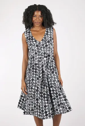 Poppie Dress, White Marbles Heritage-Brand Monochrome Mood